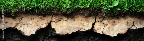 Cracked Earth and Grass Realistic Image
