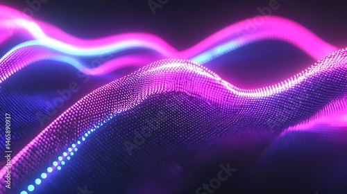 Abstract digital landscape with vibrant neon colors