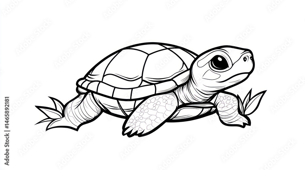 Fototapeta premium Cute cartoon turtle illustration