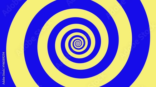 Hypnotic Blue and yellow Spiral Tunnel Optical Illusion for Visual Effects