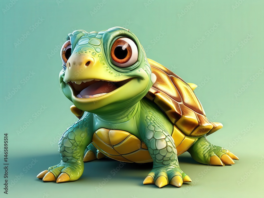 an AI Image Generator, Adorable Smiling Cartoon Turtle an AI Image Generator, Adorable Smiling Cartoon Turtle