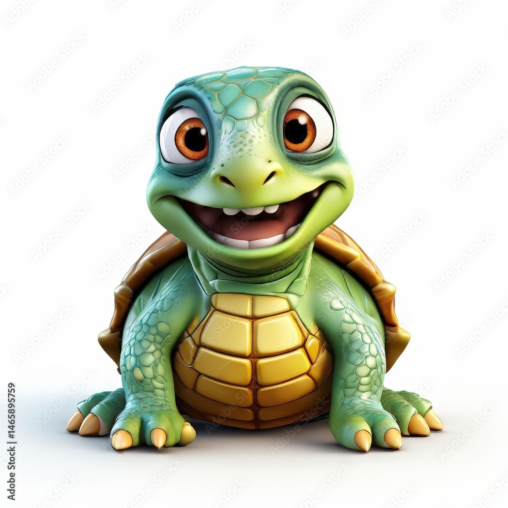 Fototapeta premium an AI Image Generator, Adorable Smiling Cartoon Turtle