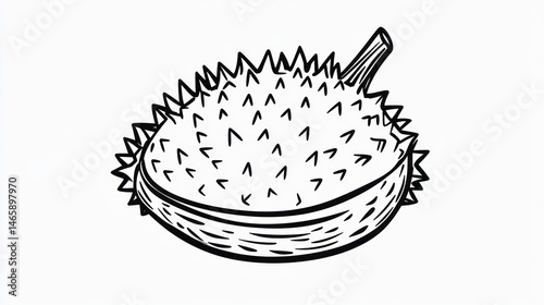 Hand-drawn illustration of a durian fruit photo