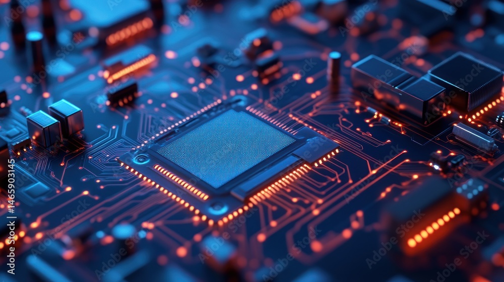 Close-up of a Computer Microchip's Intricate Circuitry Close-up of a Computer Microchip's Intricate Circuitry