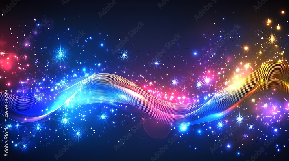 Obraz premium Abstract glowing wave with sparkling particles