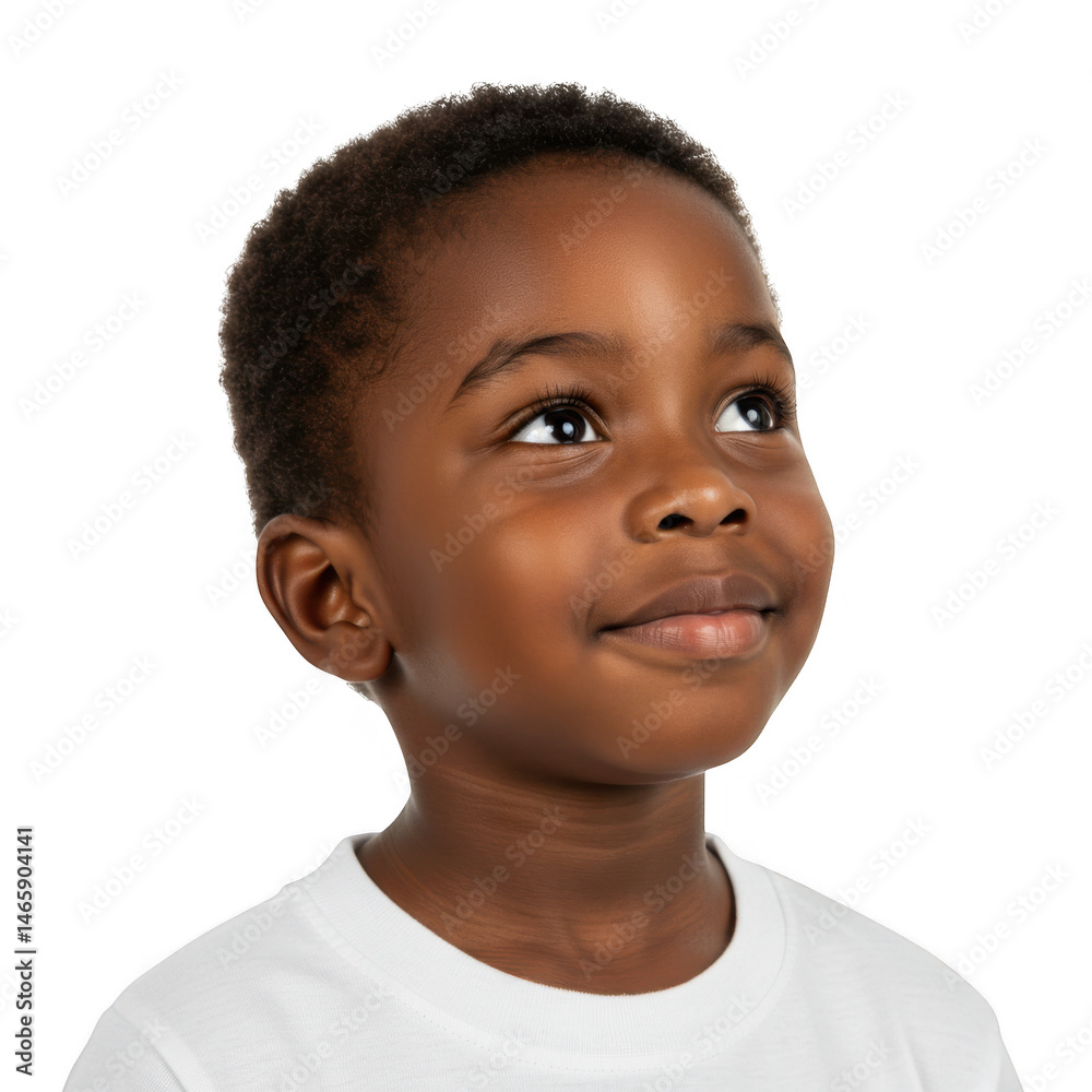 Young boy looking upward thoughtfully isolated on transparent background Young boy looking upward thoughtfully isolated on transparent background