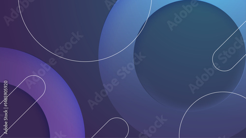 Abstract blue and purple background with white circles. Great for technology, design, or digital marketing concepts in web or print media.