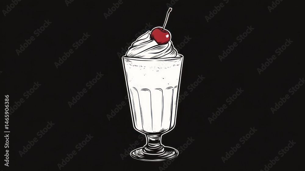 Vintage milkshake illustration, creamy dessert, graphic design
