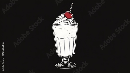 Obraz na płótnie Vintage milkshake illustration, creamy dessert, graphic design w salonie
