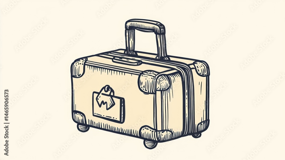 Vintage Suitcase Illustration, travel, luggage, Retro Style
