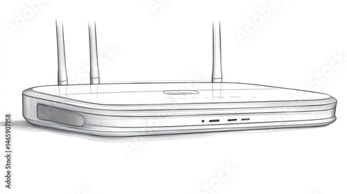 Obraz na płótnie Wireless router sketch, technical drawing, product design, simple illustration w salonie