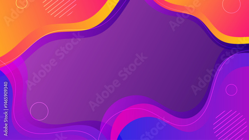 Purple abstract background with wavy shapes in yellow, orange, red, pink and blue. Suitable for vibrant, artistic design projects.