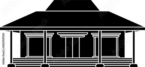 Bali traditional house silhouette vector