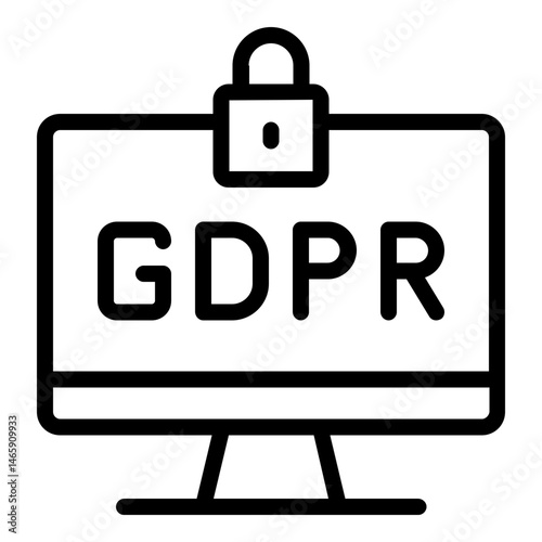 computer lock gdpr icon line