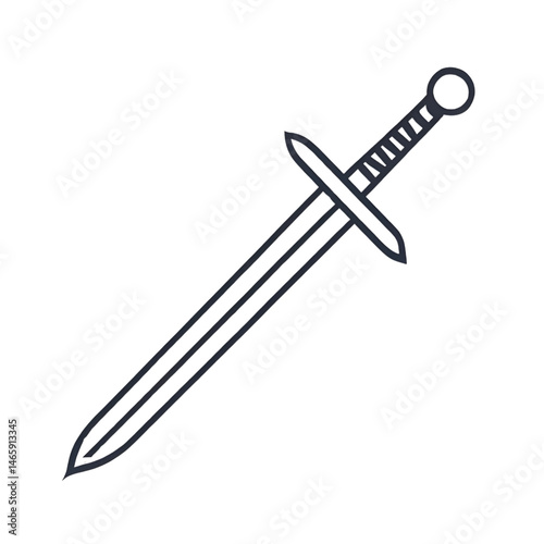 Medieval Sword Icon – Minimalist Weapon Outline Graphic