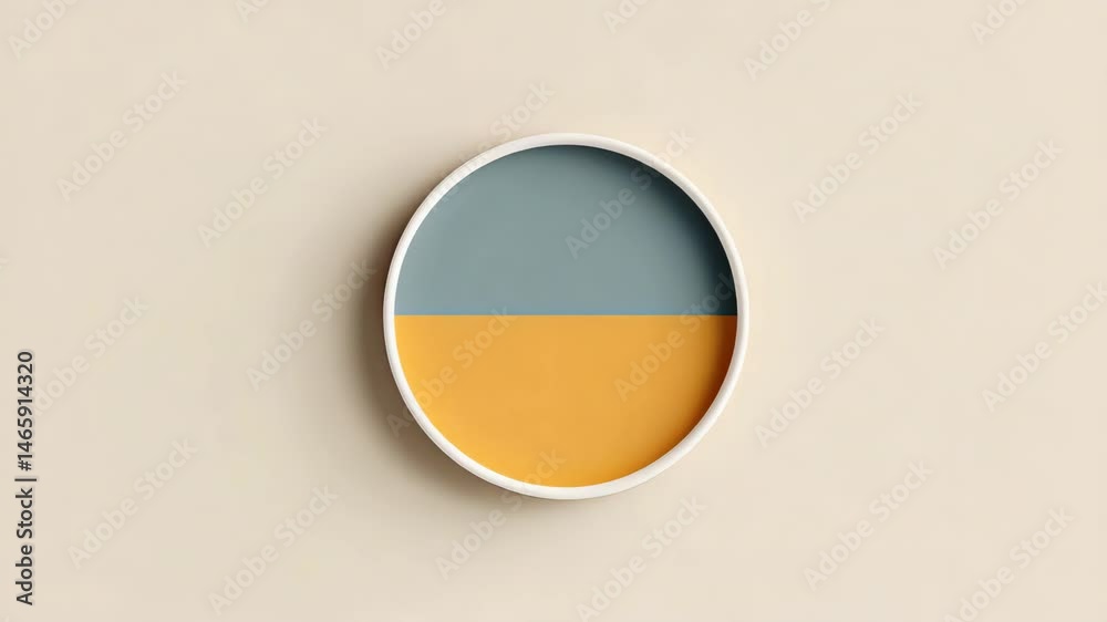 Minimalist Round Plate Design in Blue and Yellow Color Palette