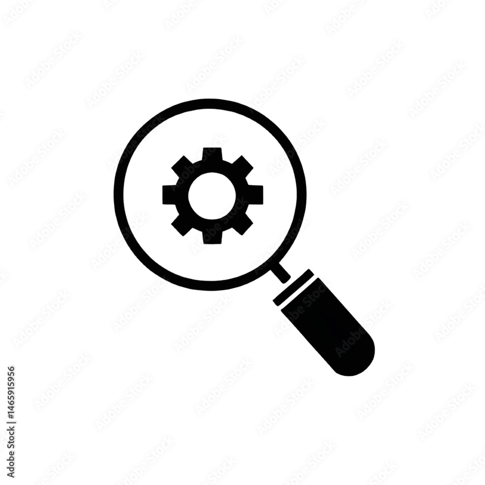Magnifying Glass with Gear Icon for Search and Settings