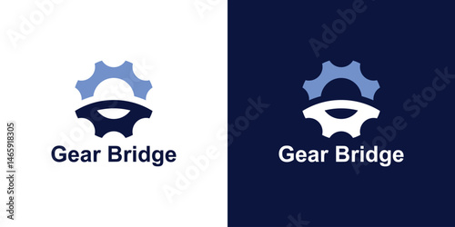 logo design combination gear and bridge,symbol,icon,idea,creative.