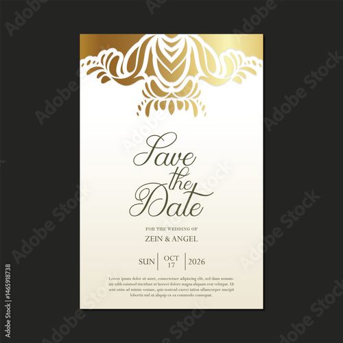 luxury wedding invitation with ornament pattern style