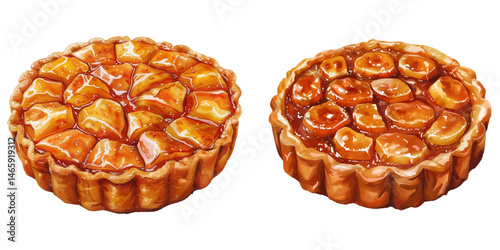 tarte tatin watercolor vector illustration