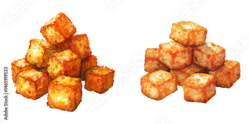 tater tots watercolor vector illustration