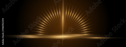 Golden light rays bursting from a central point, creating a radiant and warm focal point. Suitable for backgrounds, religious concepts, or inspirational designs.