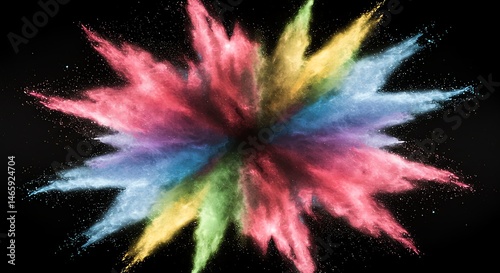 Colorful Powder Explosion on Black Background