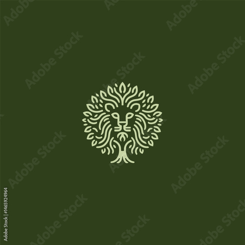 Lion tree logo combining nature and strength in creative form.