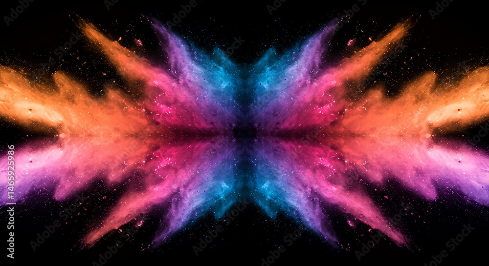 Colorful Powder Explosion on Black Background