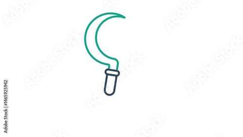 Sickle animated icon. animated icon related to agriculture. suitable for user interface, provide visual feedback and more. alpha channel, transparent background