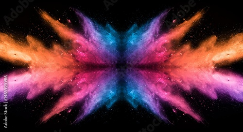 Obraz na płótnie Colorful Powder Explosion on Black Background w salonie
