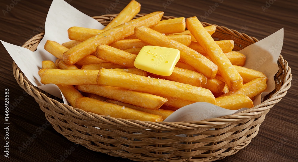 French Fries with Butter in Basket