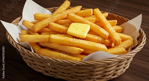 Obraz na płótnie French Fries with Butter in Basket w salonie