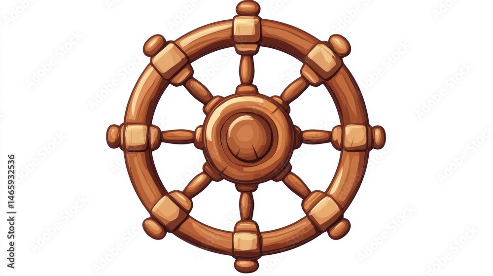 Obraz premium Vintage Wooden Ship Wheel: Nautical Charm and Maritime History