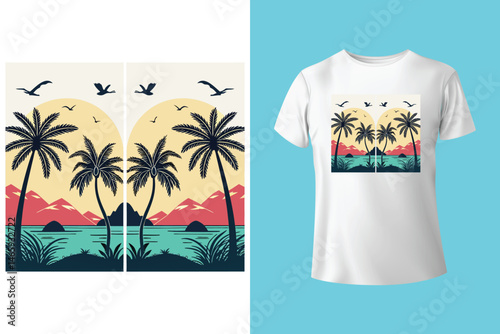 Stylish Surfing Wave Vector for Summer T-Shirts and Beachwear Prints