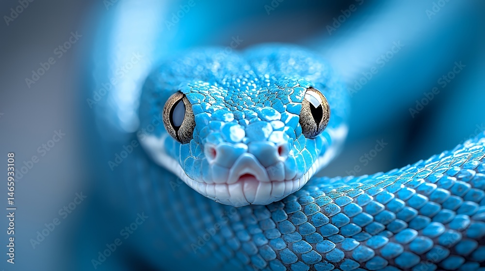 Fototapeta premium Blue Snake Close-up Captivating Reptile Portrait with Detailed Scales