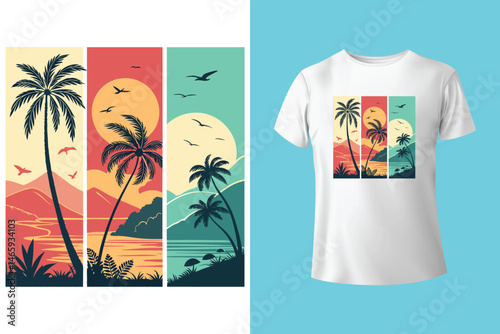 Stylish Surfing Wave Vector for Summer T-Shirts and Beachwear Prints