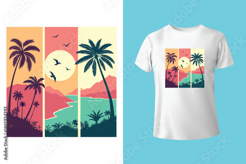 Stylish Surfing Wave Vector for Summer T-Shirts and Beachwear Prints