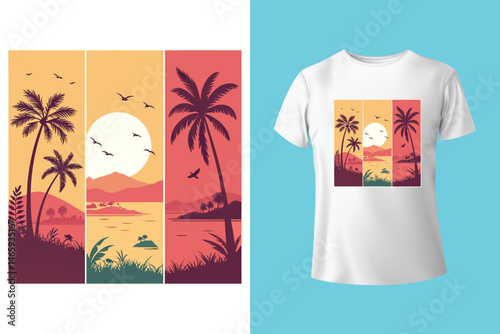 Stylish Surfing Wave Vector for Summer T-Shirts and Beachwear Prints