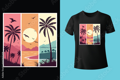Stylish Surfing Wave Vector for Summer T-Shirts and Beachwear Prints