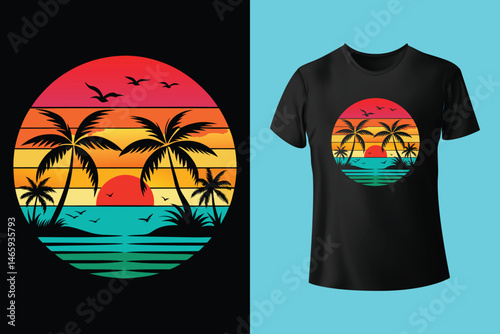 Stylish Surfing Wave Vector for Summer T-Shirts and Beachwear Prints