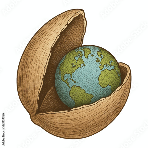 Seed Cracked Open with Earth Inside – Eco Symbol Vector