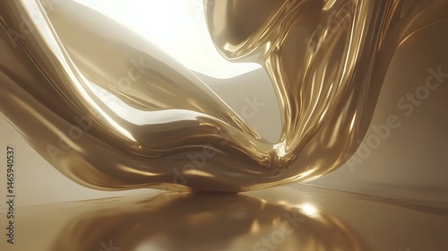 Abstract Gold Liquid Metal Sculpture Background