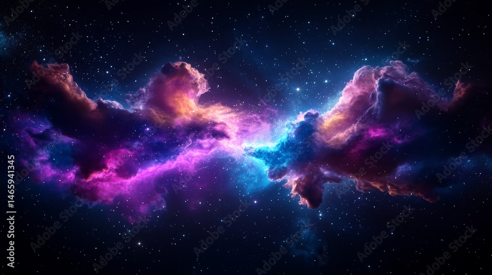 Obraz premium Vibrant cosmic nebula in deep space