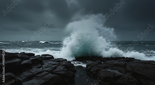 Ocean Wave Crashing on Rock