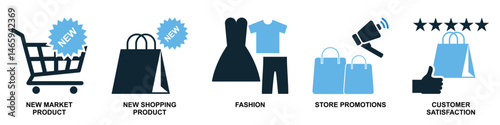 Set of shopping icon vector for retail, commerce, and sales design. Ideal for market, store interface, e-commerce layout, and shop illustration