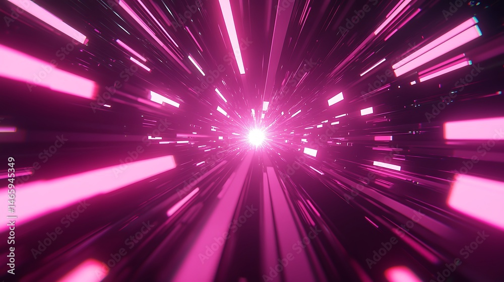Fototapeta premium Abstract speed tunnel, vibrant pink