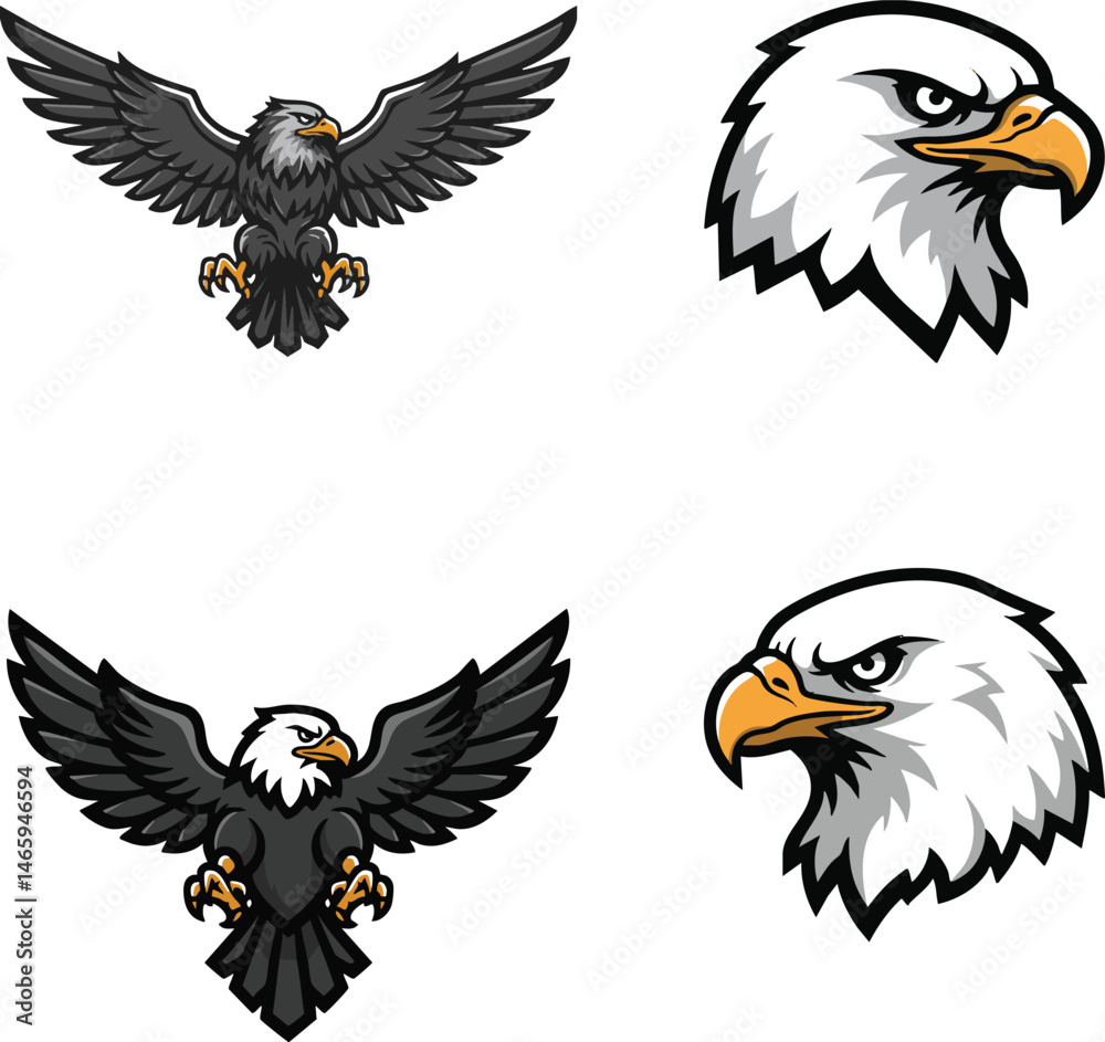 Fototapeta premium Eagle Mascot Logos Collection – Flying and Head Variations