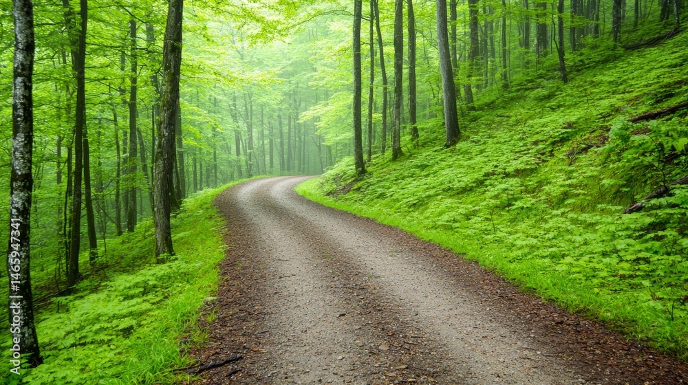 Obraz premium Path Through Lush Green Forest Into the Unknown