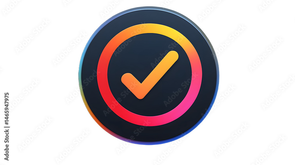 A Vibrant Circular Icon Assuredly Representing Completion and User Satisfaction in Modern Design A Vibrant Circular Icon Assuredly Representing Completion and User Satisfaction in Modern Design